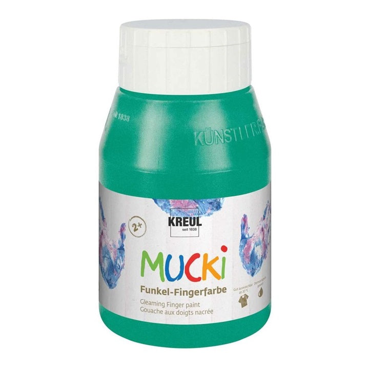 Гланцирани детски бои за пръсти MUCKI 500 ml – изумрудено зелено
