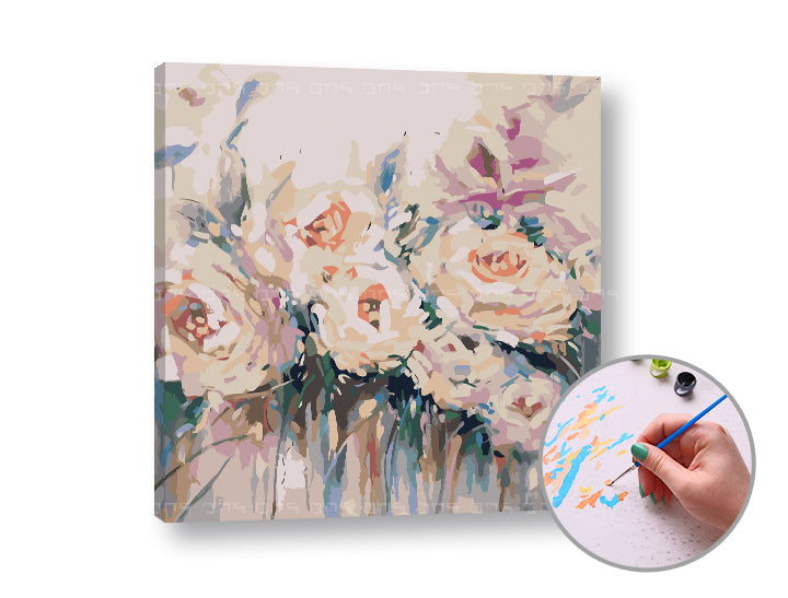 Рисуване по номера БЕЛИ ЦВЕТЯ – без рамка