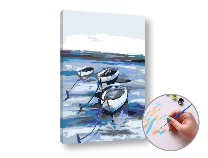 Рисуване по номера Лодки в морето – без рамка