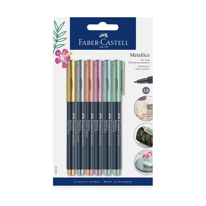 Металик флумастери Faber-Castell 6 броя — изображение 1