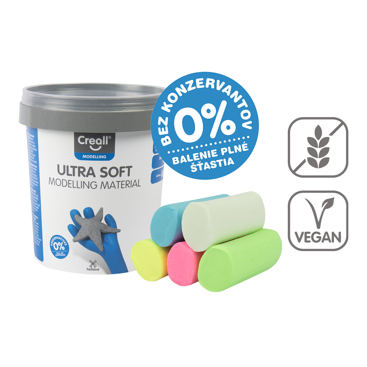Моделираща маса Creall Ultra soft, 5 g, кофичка, микс цветове – × 60 пастелни