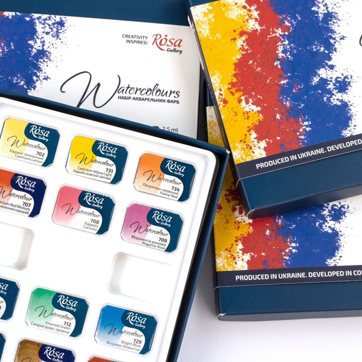 Монопигментирани акварелни бои ROSA Gallery 12x2,5 ml — изображение 3