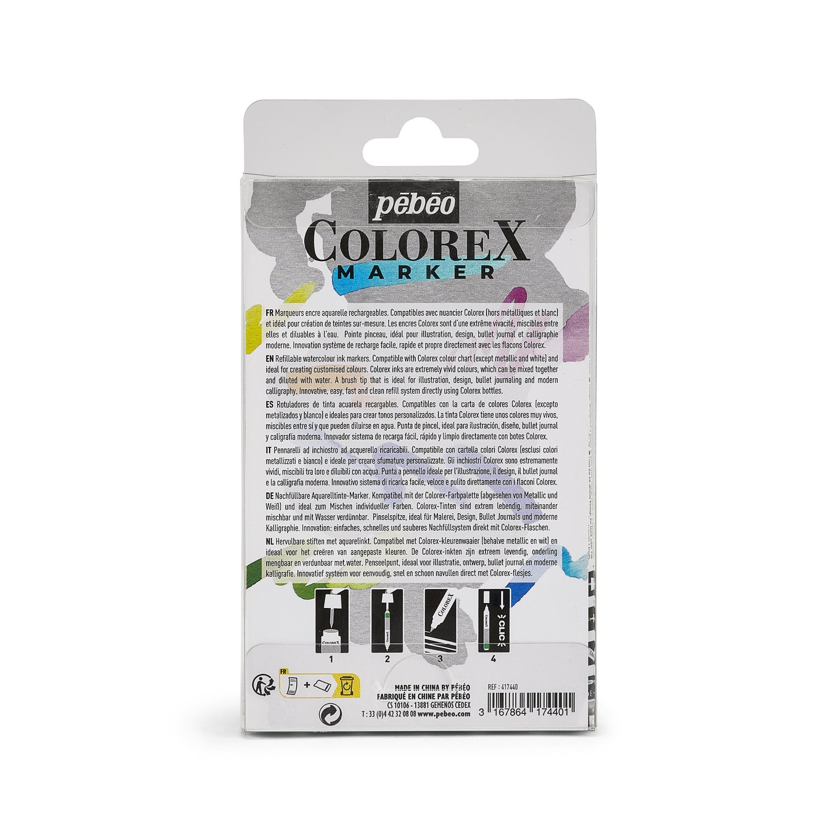 Комплект празни презареждащи се маркери Pebeo Colorex 6 бр.