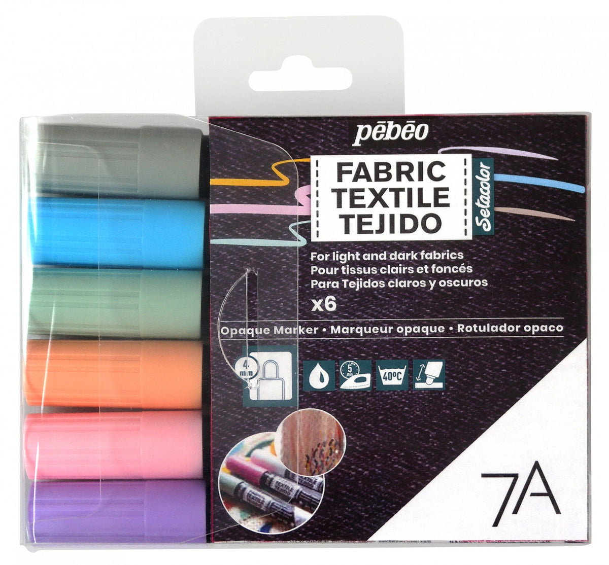 Pebeo комплект маркери за текстил Setacolor 6 бр. PASTEL
