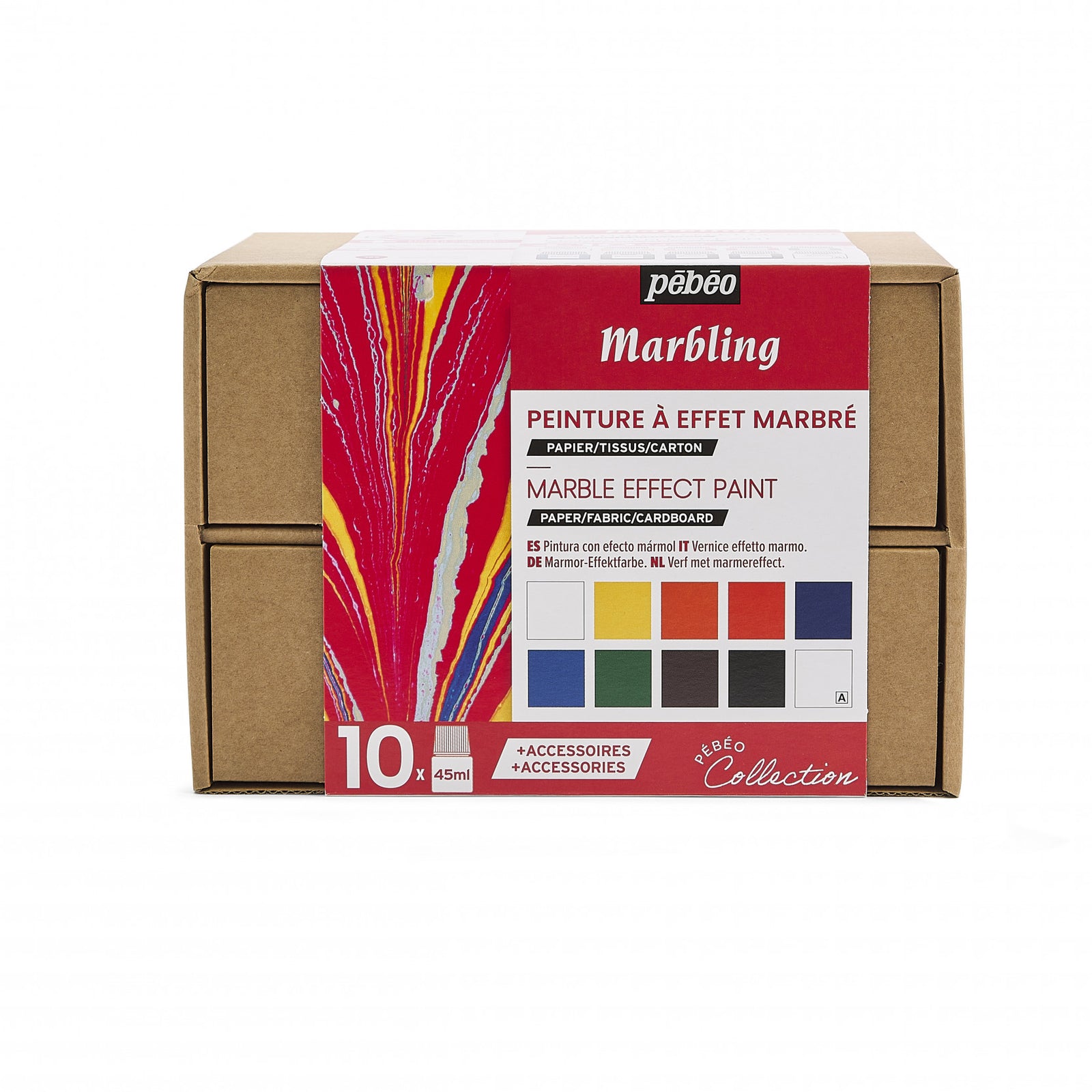Pebeo Marbling комплект бои за мрамориране 10 x 45 ml