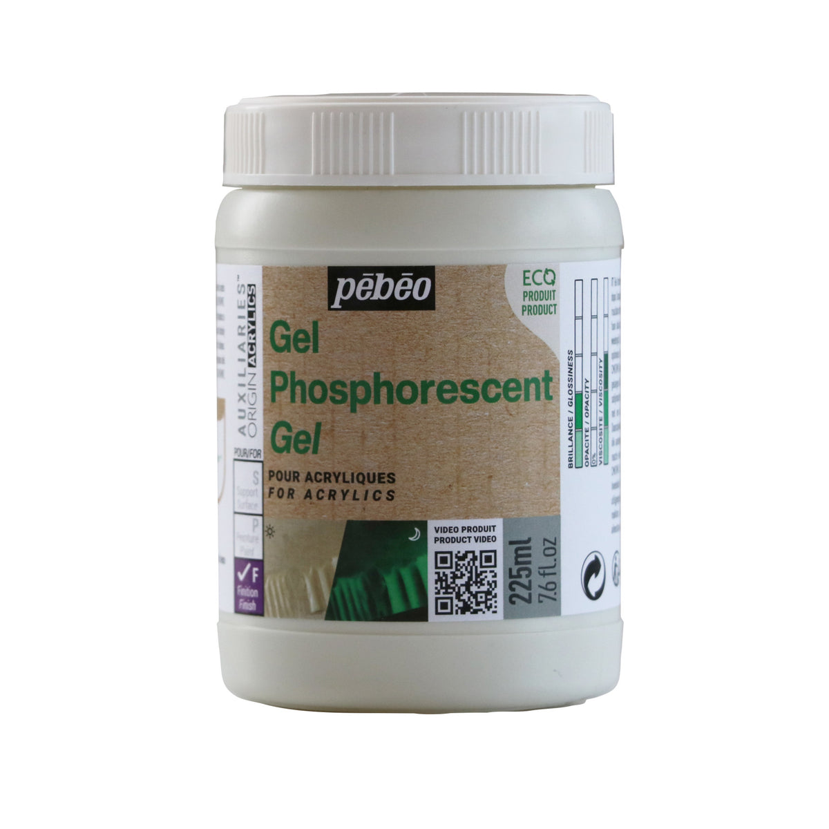 Pebeo Origin фосфоресциращ акрилен гел 225 ml – зелен