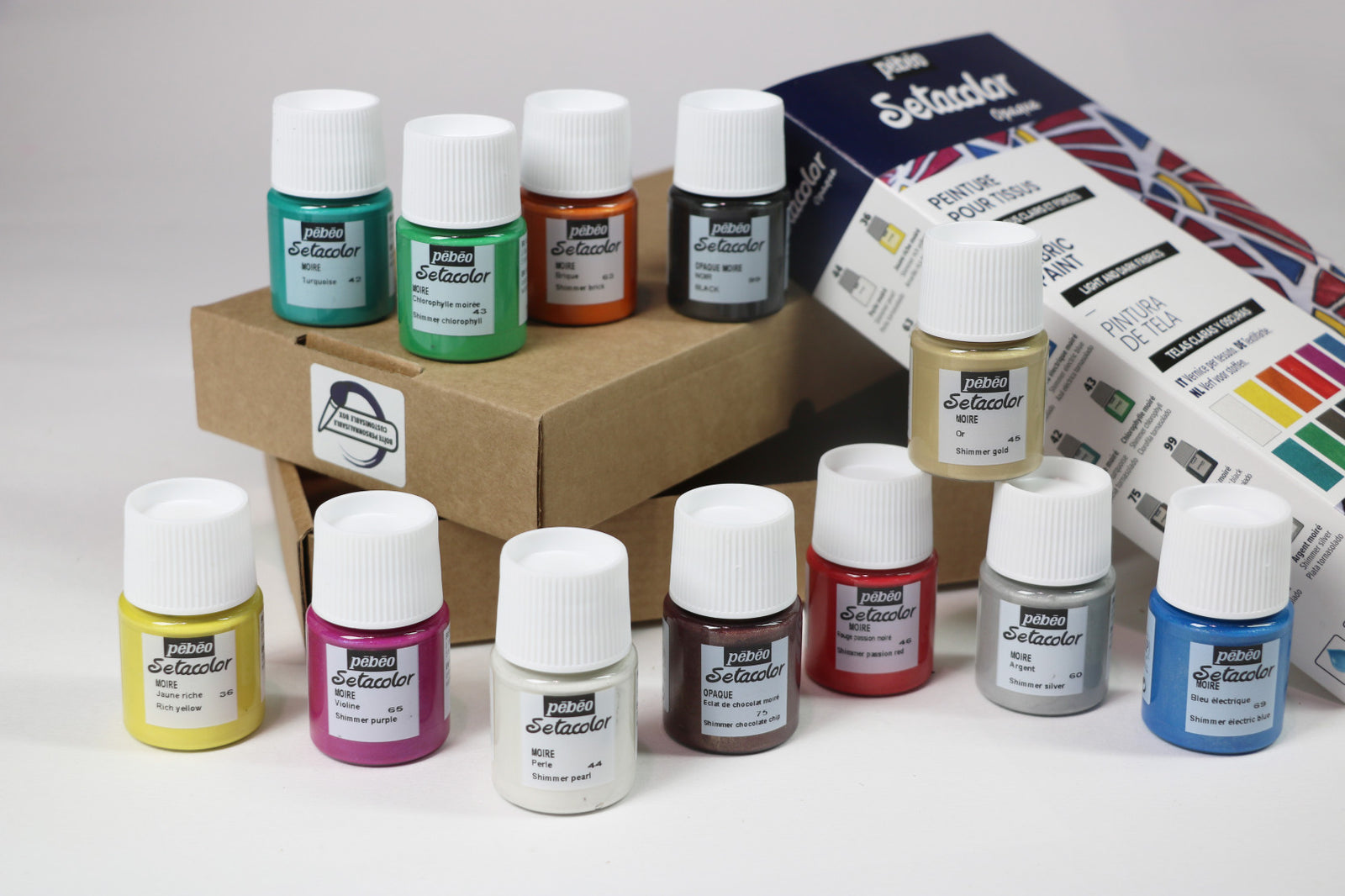 Pebeo Setacolor комплект покривни бои за текстил 12 x 20 ml