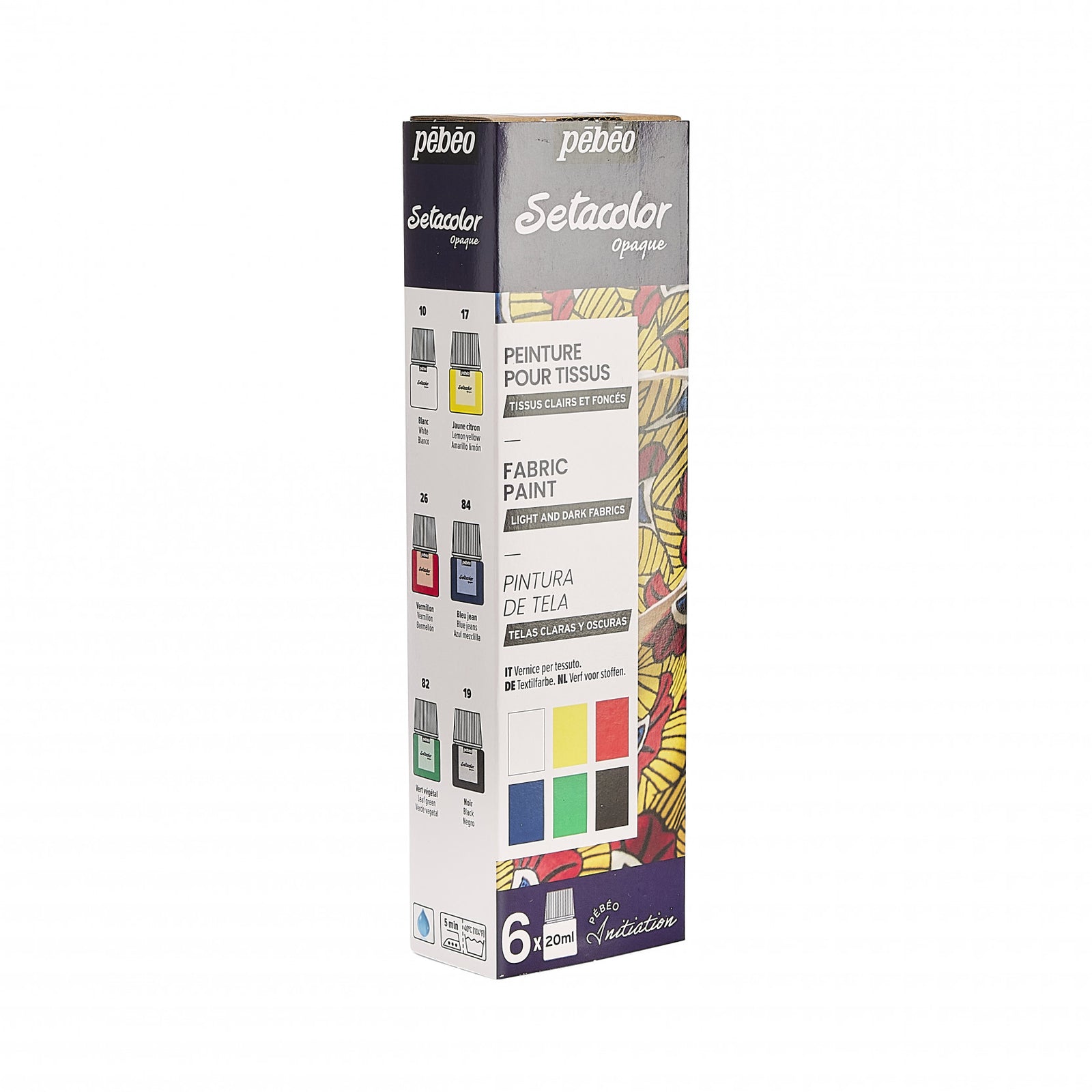 Комплект покривни бои за текстил Pebeo Setacolor 6 x 20 ml