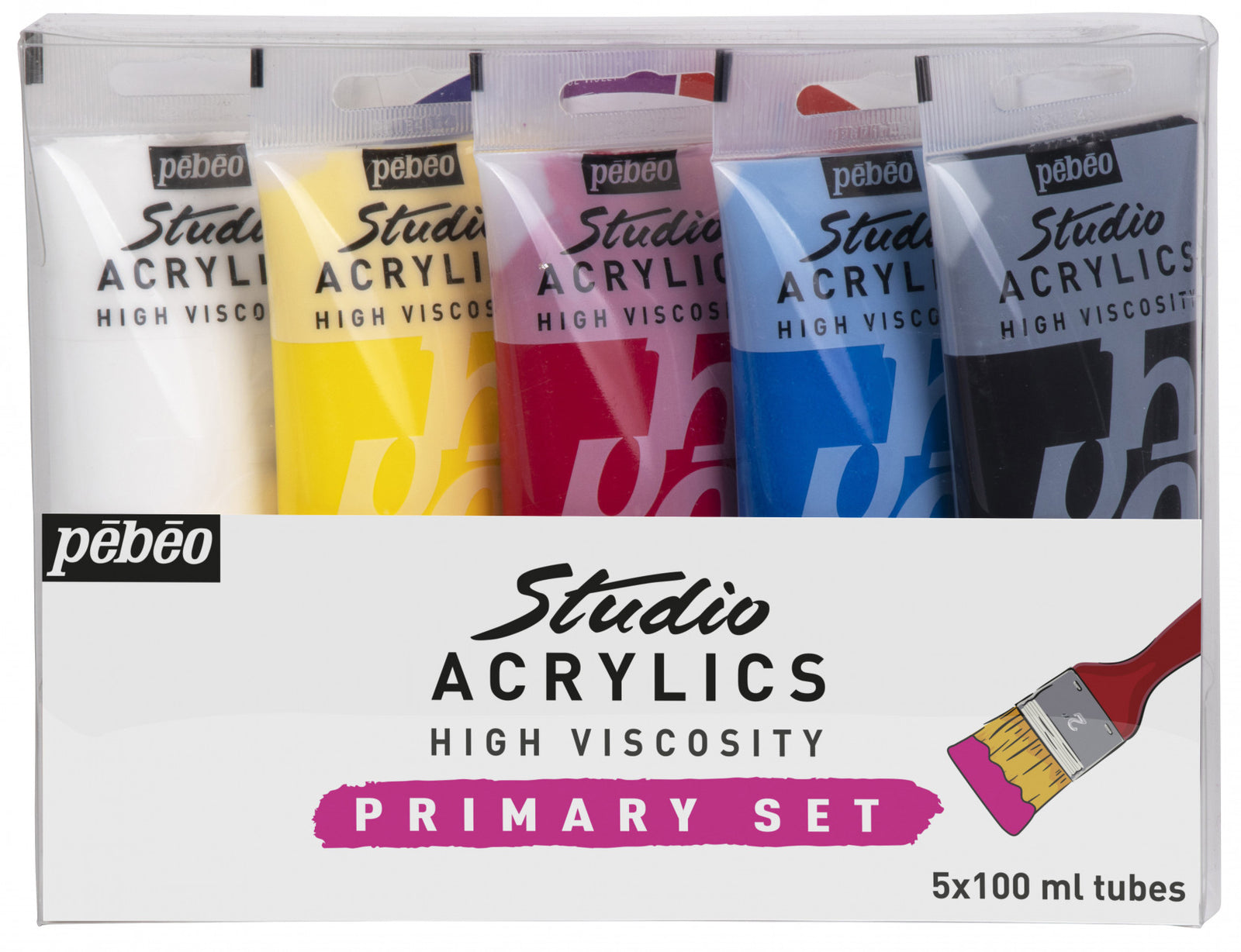 Pebeo Studio Acrylic комплект акрилни бои 5 x 100 ml