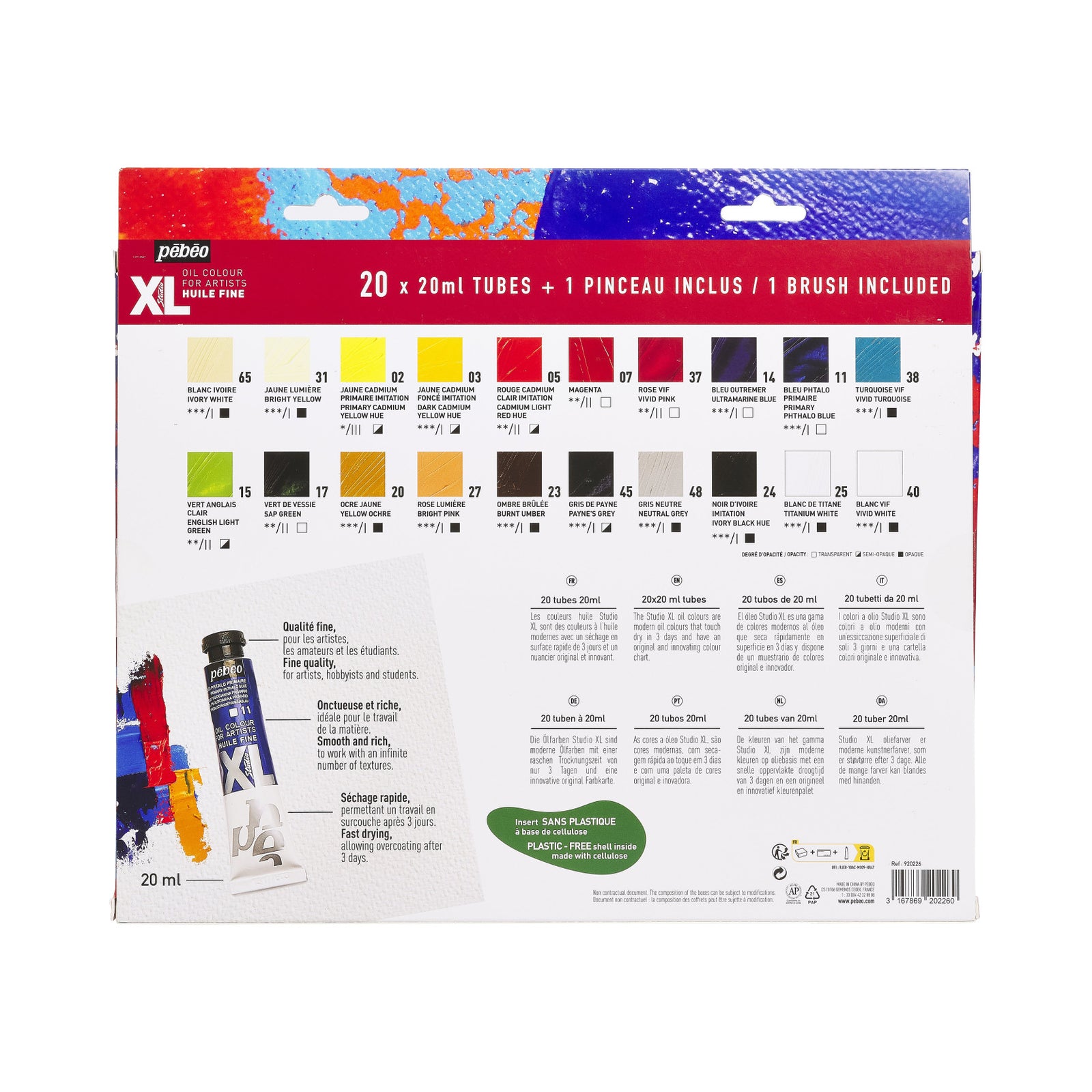 Комплект маслени бои Pebeo Studio XL 20 x 20 ml с четка