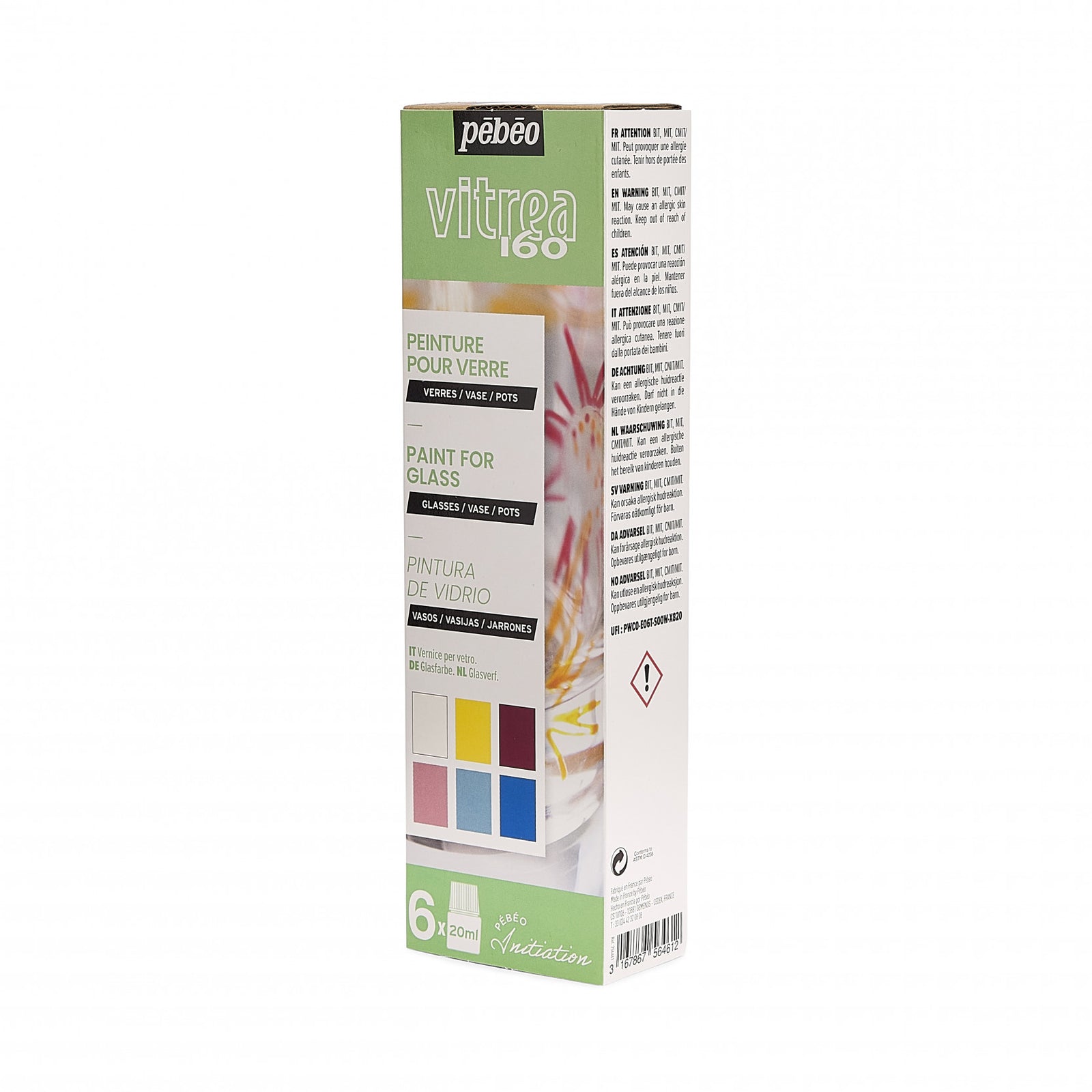 Pebeo Vitrea 160 комплект бои за стъкло 6 x 20 ml