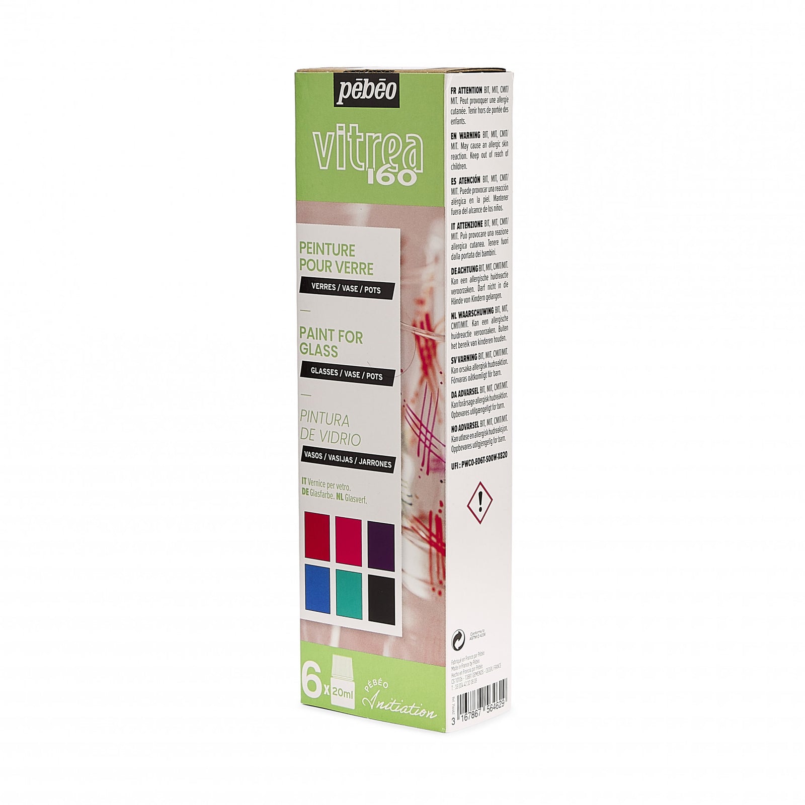 Pebeo Vitrea 160 комплект гланцови бои за стъкло 6 x 20 ml