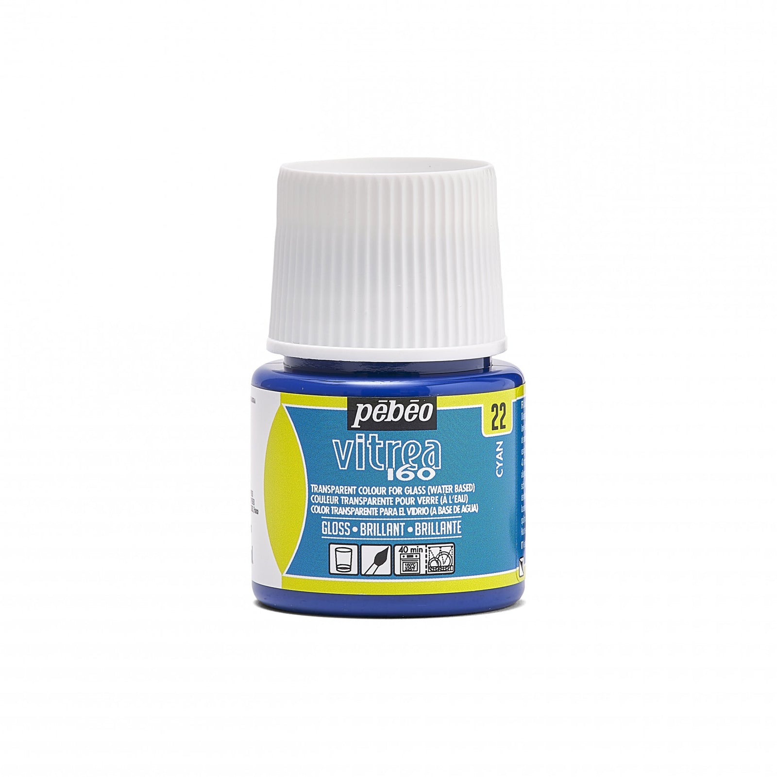 Витражна боя за стъкло Pebeo Vitrea 160 гланц 45 ml – Циан