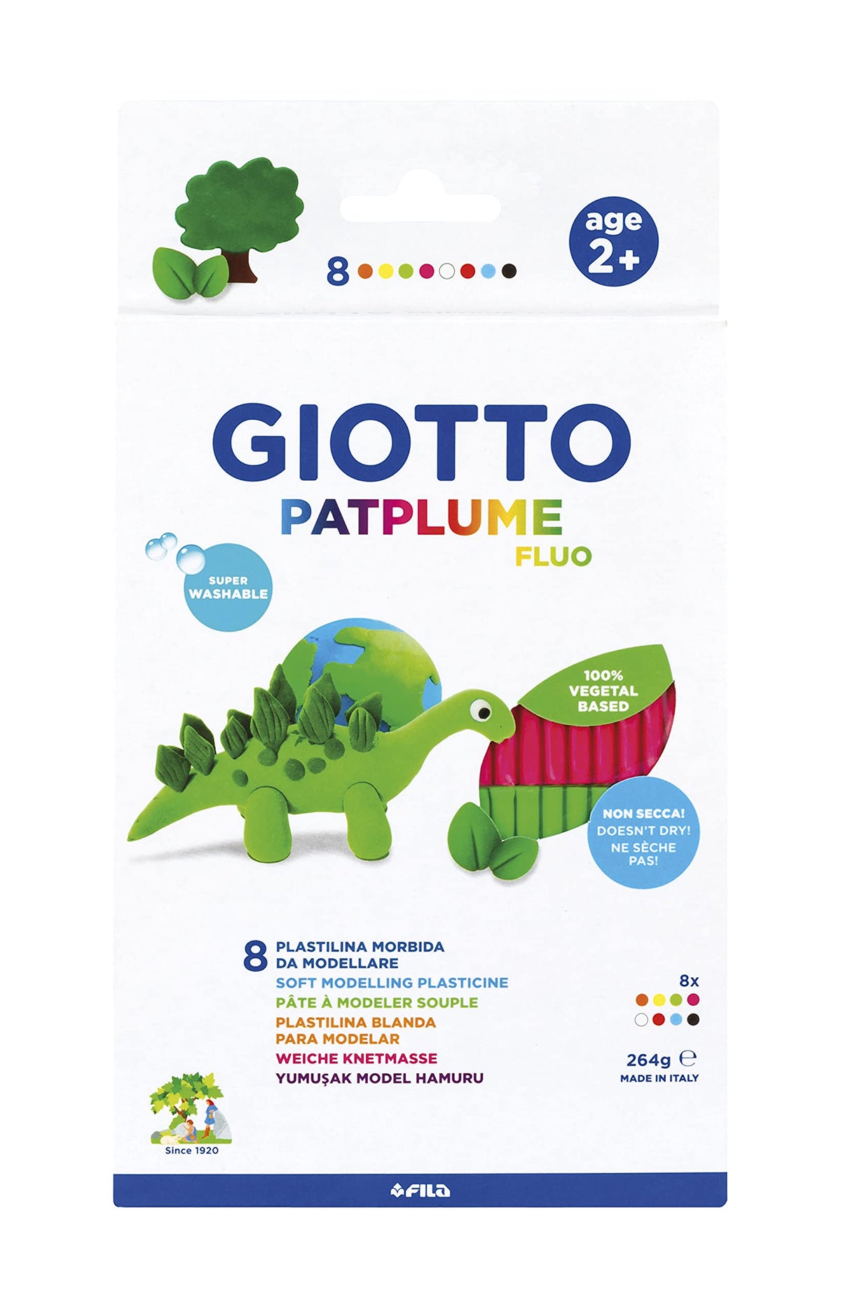 Пластелин GIOTTO Patplume неонови цветове 8 x 33 g