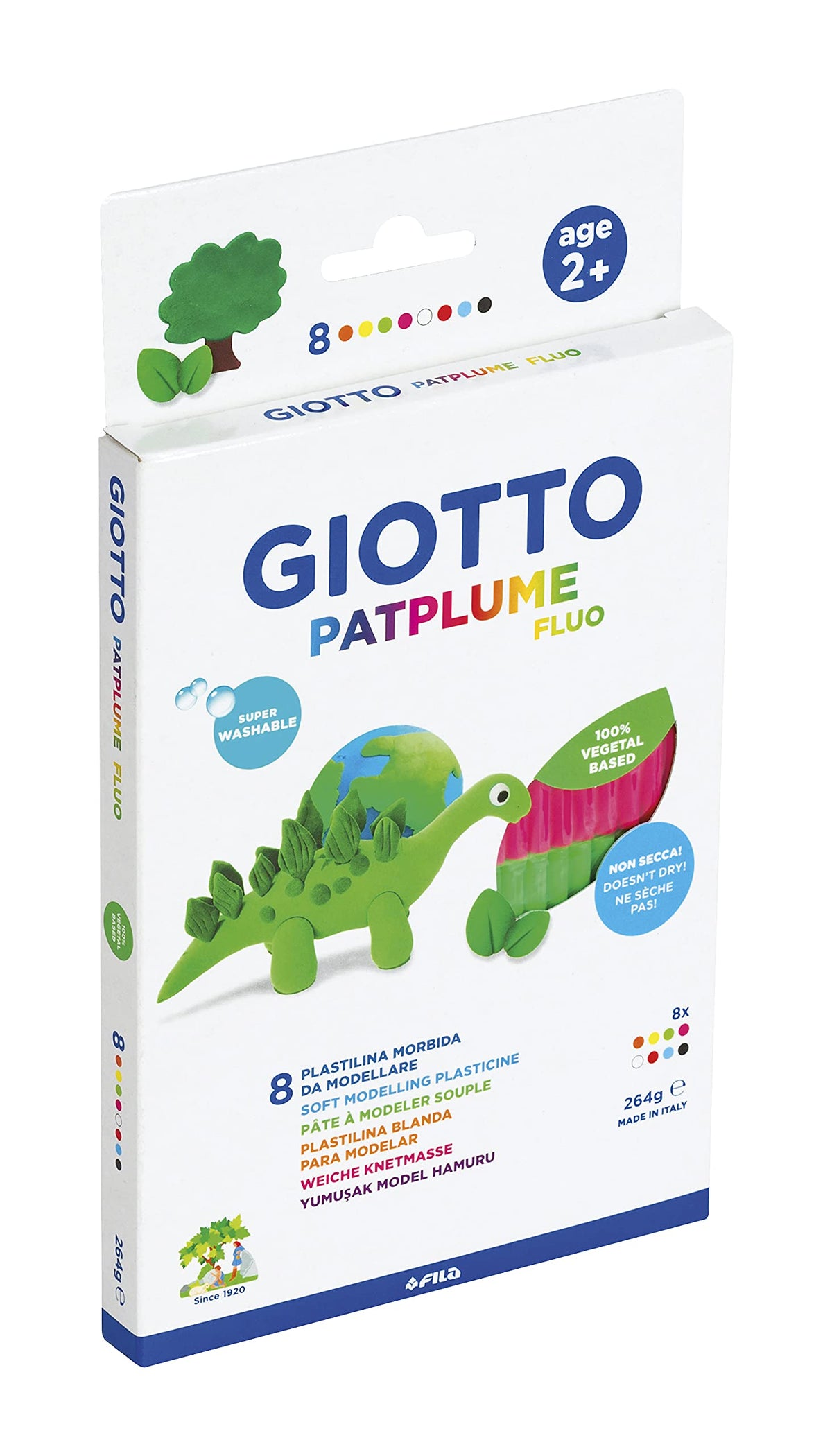 Пластелин GIOTTO Patplume неонови цветове 8 x 33 g