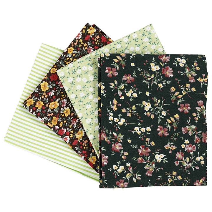 Плат за patchwork - зелен - 4 броя - 45 х 55 см — изображение 1