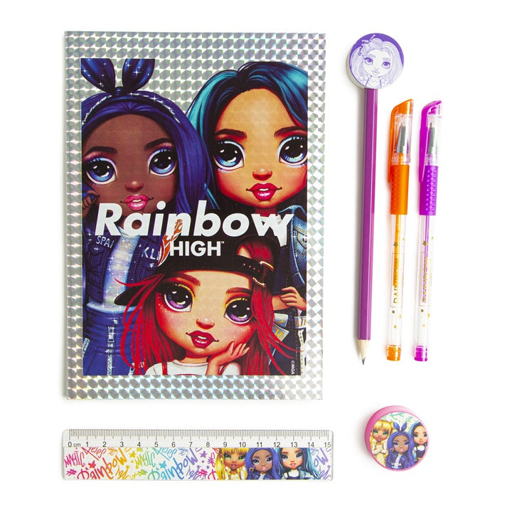 RAINBOW HIGH холографска тетрадка с канцеларски материали — изображение 2
