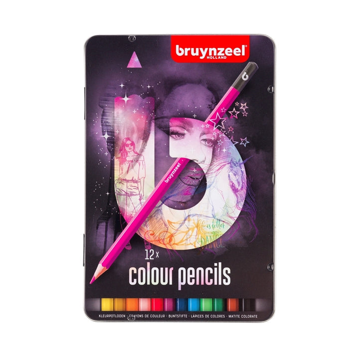 Комплект моливи в метална кутия bruynzeel - pink – 12 броя