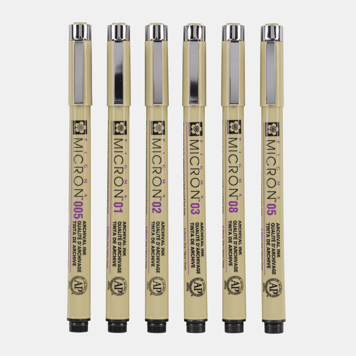 Sakura Pigma Micron 01 тънкописци 0,25 mm комплект 6 цвята