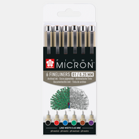 Sakura Pigma Micron 01 тънкописци 0,25 mm комплект 6 цвята