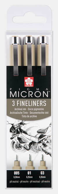 Sakura Pigma Micron комплект тънкописци Design 3 бр. – 0,20 / 0,25 / 0,30 mm, черен