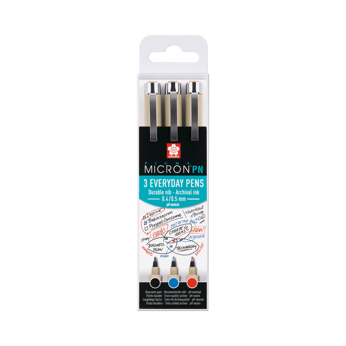 SAKURA Pigma Micron PN комплект тънкописци 3 бр. - Black, Blue, Red