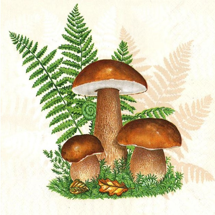 Салфетка за декупаж Boletus with Leaves of Fern - 1 брой — изображение 1