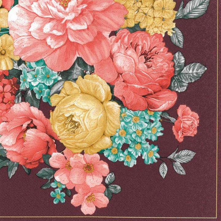 Салфетка за декупаж Bunch of Flowers Dark Claret - 1 брой — изображение 1