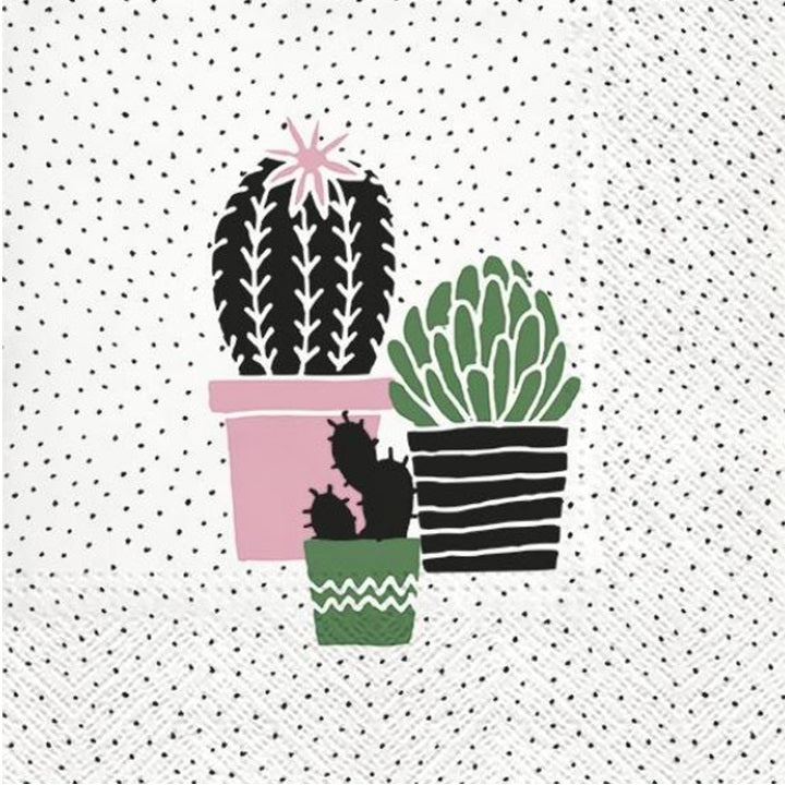 Салфетка за декупаж Cactus on Dots rose - 1 брой — изображение 1