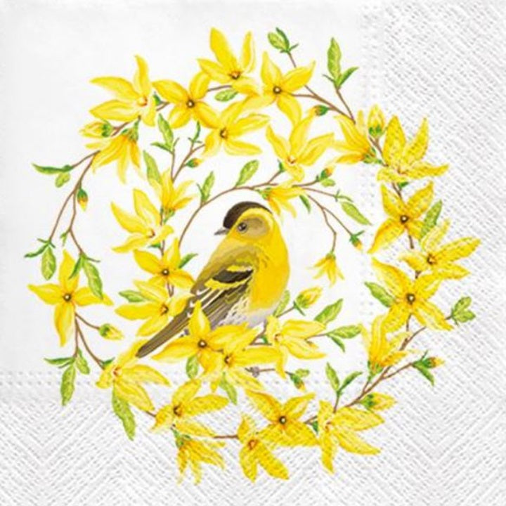 Салфетка за декупаж Forsythia & Bird - 1 брой — изображение 1