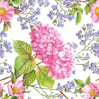 Салфетка за декупаж Pink Hydrangea and Forget-Me-Not Flowers - 1брой — изображение 1