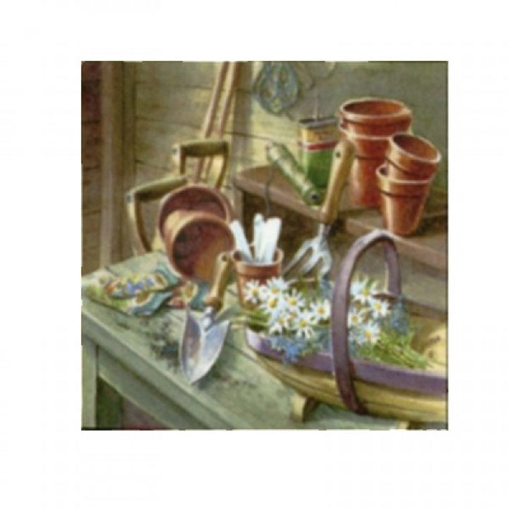 Салфетки за ДЕКУПАЖ - Daisies in Garden Shed - 1 брой — изображение 1