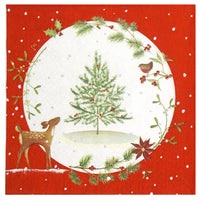 Салфетки за декупаж Fawn with Christmas Tree - 1 брой — изображение 1