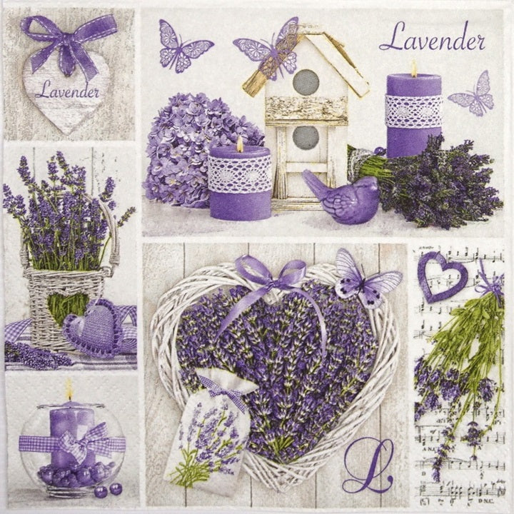 Салфетки за декупаж Lavender Collage - 1 брой — изображение 1