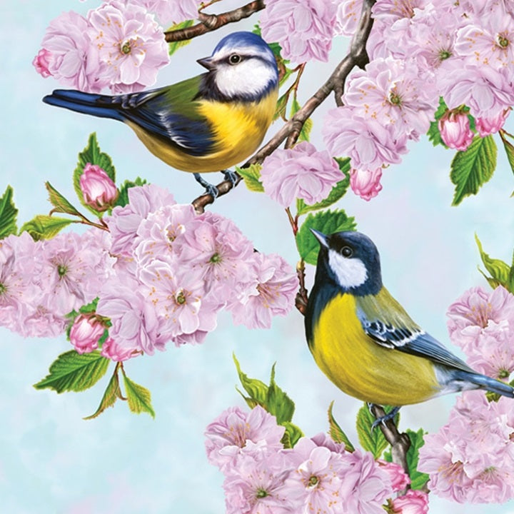 Салфетки за декупаж Tits on Cherry Blossom Twig - 1 брой — изображение 1