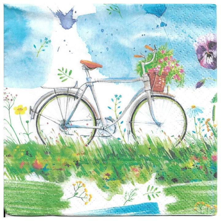 Салфетки за декупаж Watercolour Bicycle - 1 брой — изображение 1