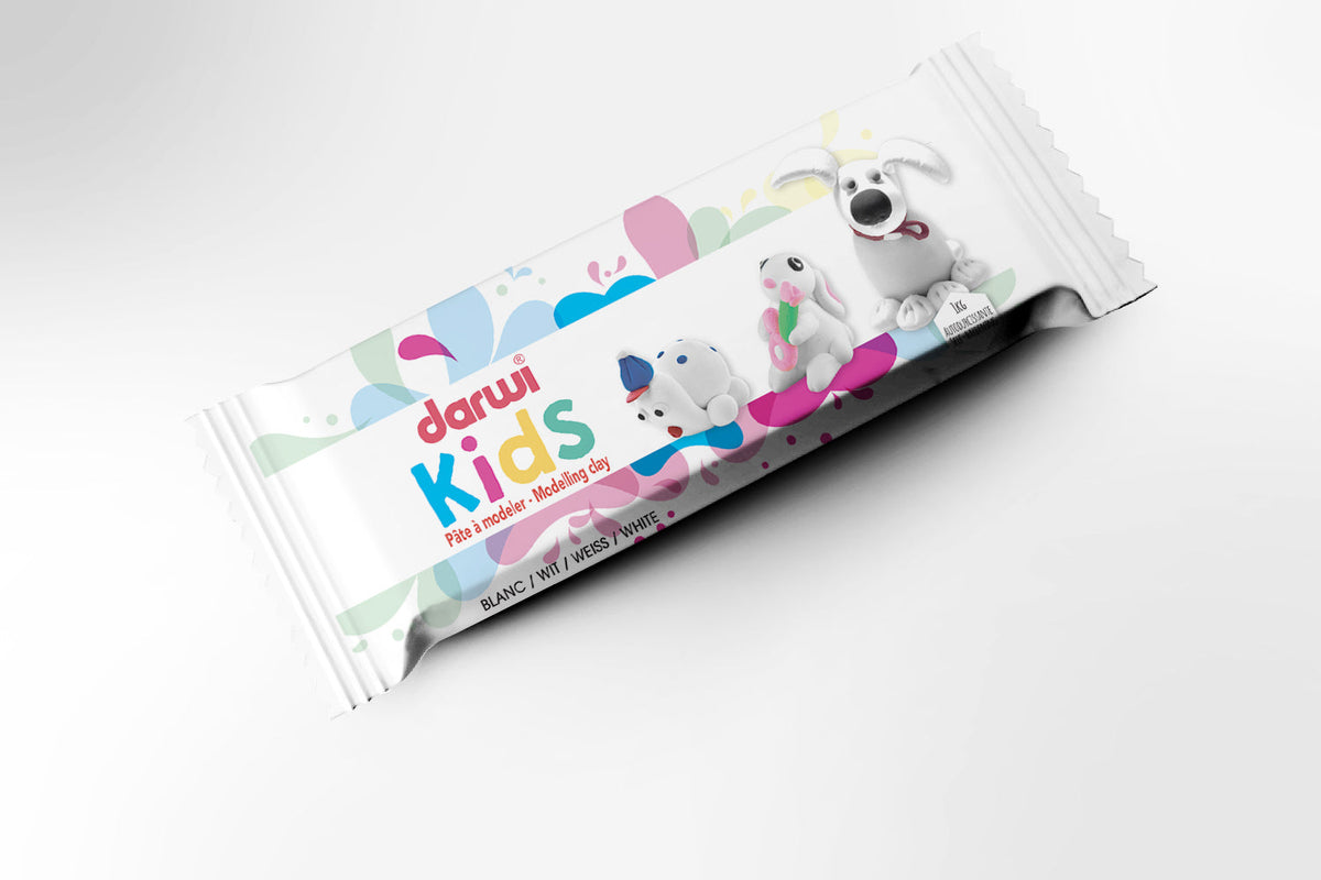 Самосъхнеща моделираща маса DARWI Kids 1000 g бяла