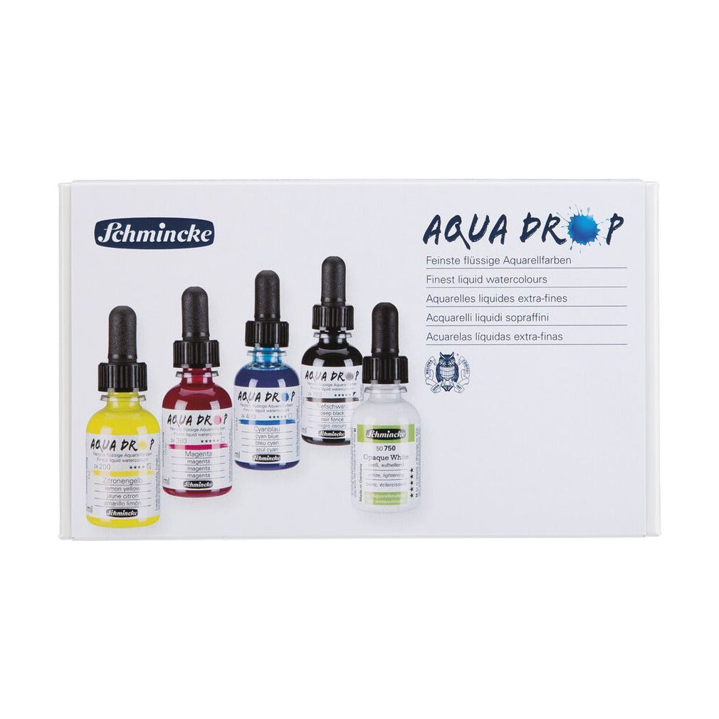 Schmincke AQUA DROP комплект в картонена кутия, 5 x 30 ml (първични цветове) + покривно бяло