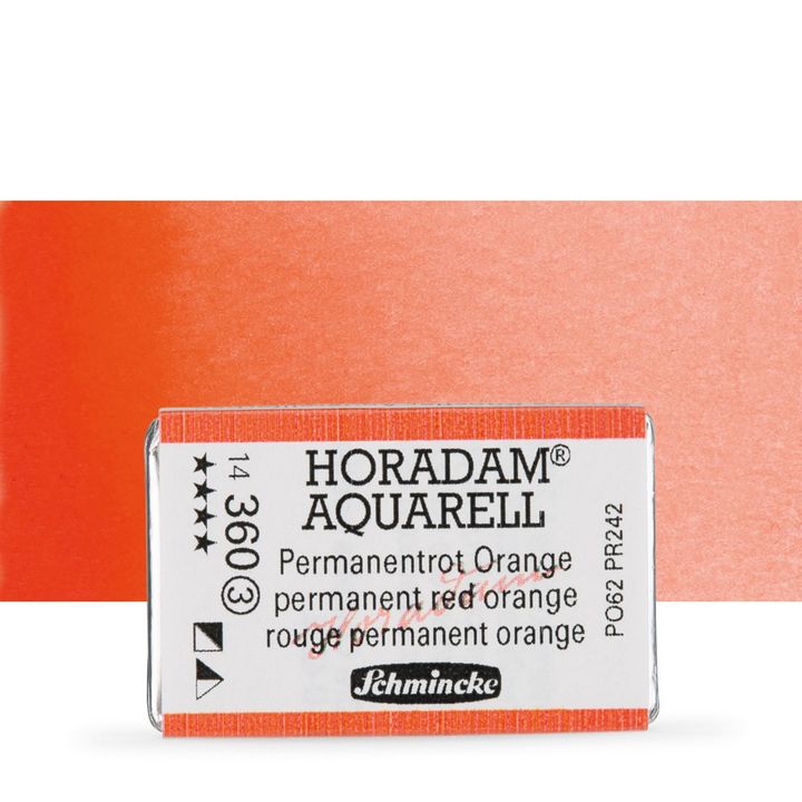 Schmincke Horadam акварелни бои в цяло контейнерче – 360 Permanent Red Orange