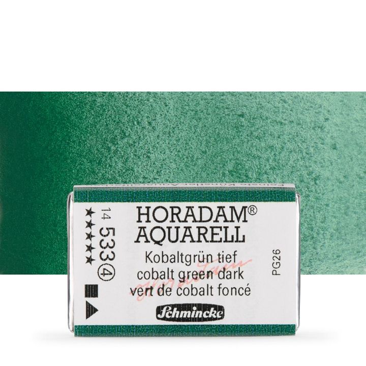 Schmincke Horadam акварелни бои в цяло контейнерче – 533 Cobalt Green Dark