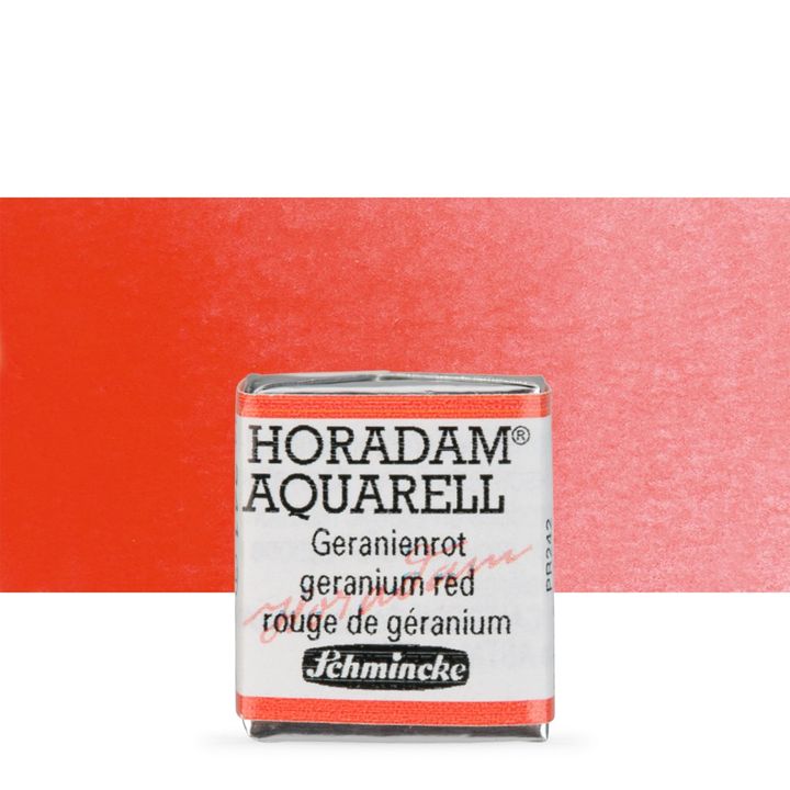 Schmincke Horadam акварелни бои в половин контейнерче – 341 Geranium Red