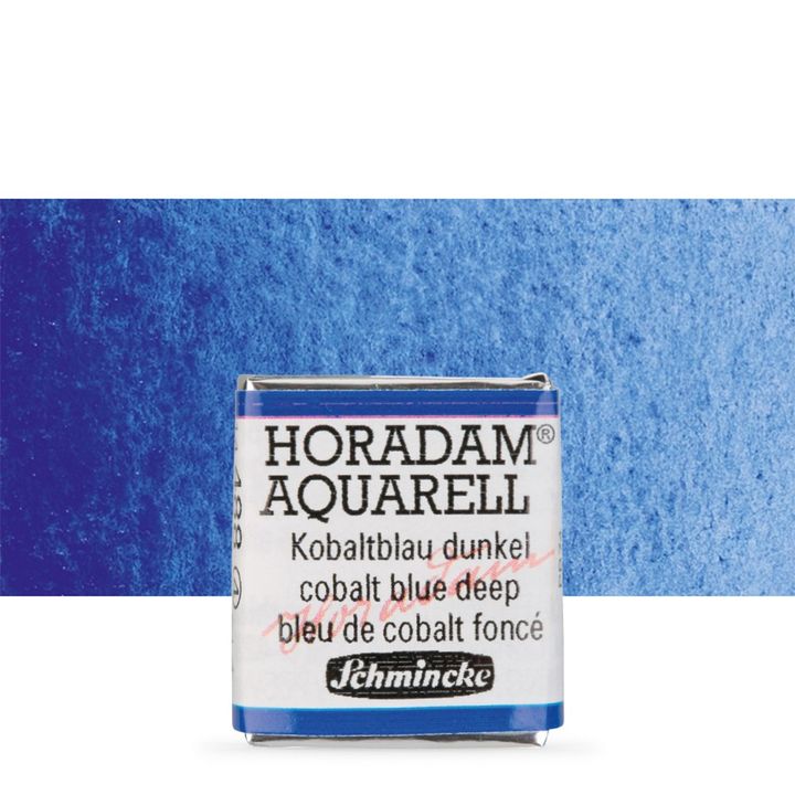 Schmincke Horadam акварелни бои в половин контейнерче – 488 Cobalt Blue Deep