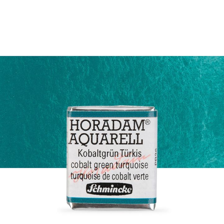 Schmincke Horadam акварелни бои в половин контейнерче – 510 Cobalt Green Turquoise