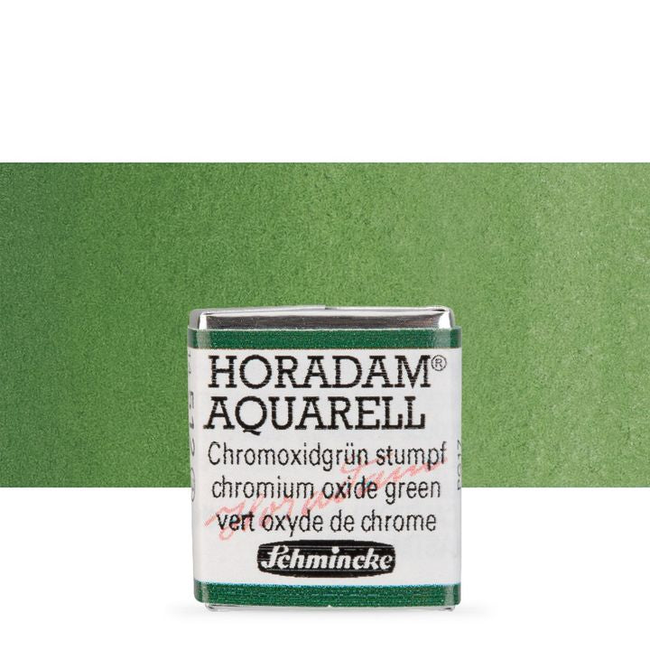 Schmincke Horadam акварелни бои в половин контейнерче – 512 Chromium Oxide Green