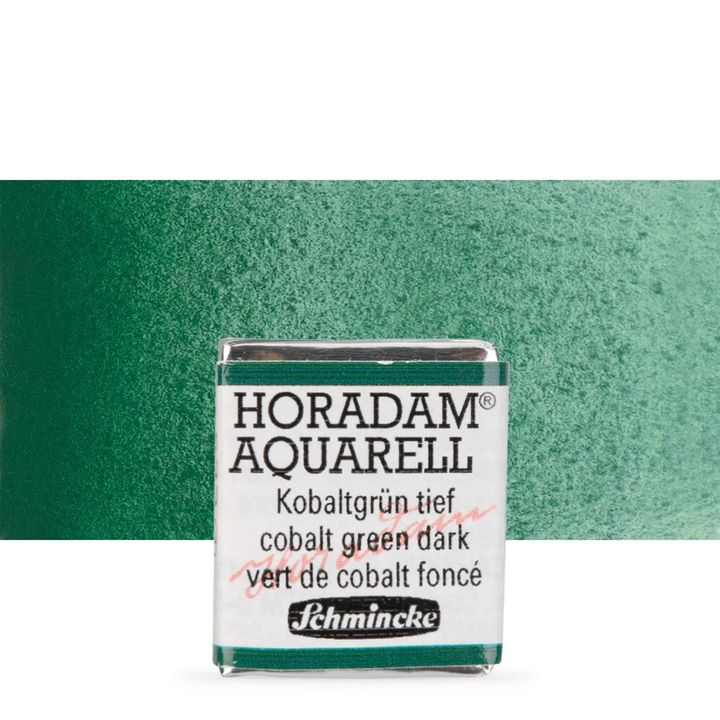 Schmincke Horadam акварелни бои в половин контейнерче – 533 Cobalt Green Dark