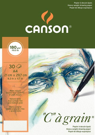Скицник CANSON C a grain 180 g - 30 листа, A4, финозърнест лепен