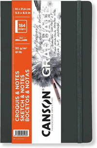 Скицник Canson Graduate Art Book 90 g/m² 184 листа 14 x 21,6 cm меки корици Dark Grey