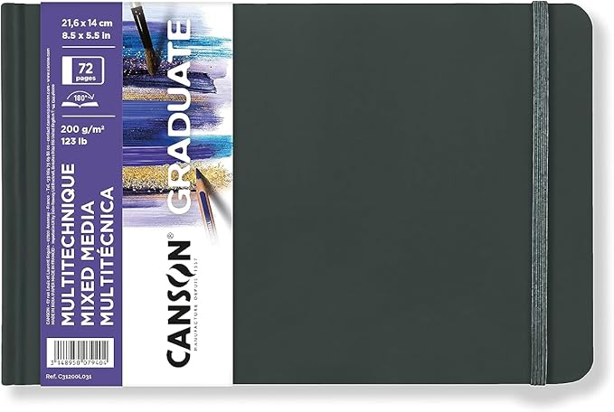 Скицник Canson Graduate Art Book Mix Media 200 g/m², 72 листа, 14 x 21,6 cm, твърди корици