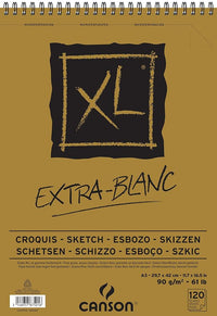Скицник CANSON XL Extra Blanc 90 g/m² 120 листа A3 със спирала отгоре