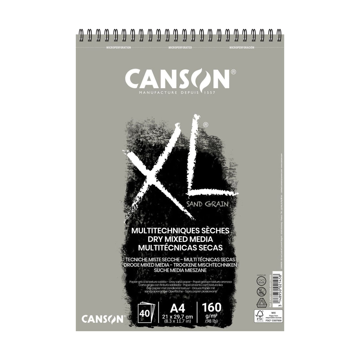Скицник CANSON XL Touch сив 160 g/m² A4 – A3 - 40 листа